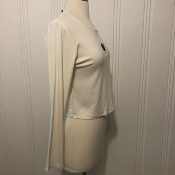 Wild Fable Long Sleeve Pug Crop Top Ivory Large - Picture 4 of 16